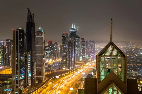 Panorama Centre Ville Dubaï Nuit Émirats Arabes Unis — Photo