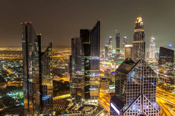 Panorama Centro Dubai Noite Emirados Árabes Unidos — Fotografia de Stock