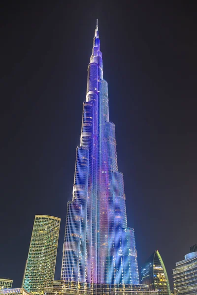 Dubai Uae June 2018 Бурдж Халіфа Вночі Дубаї Єднані Арабські — стокове фото