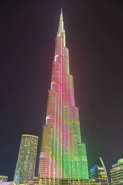 Dubai Emiratos Árabes Unidos Junio 2018 Burj Khalifa Noche Dubai —  Fotos de Stock