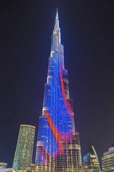 Dubai Emiratos Árabes Unidos Junio 2018 Burj Khalifa Noche Dubai —  Fotos de Stock