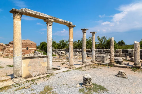 Ερείπια Της Αρχαίας Πόλης Της Εφέσου Την Αρχαία Ελληνική Πόλη — Φωτογραφία Αρχείου