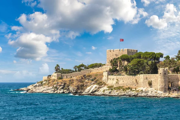 Pirate castle on Pigeon Island in Kusadasi, Turkey in a beautiful summer day