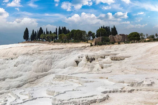 Traverten Havuzları Teraslar Pamukkale Türkiye Bir Güzel Yaz Günü — Stok fotoğraf