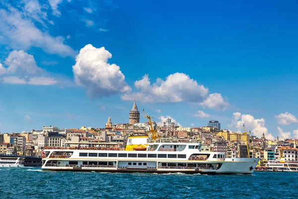 Paesaggio Urbano Con Torre Galata Golfo Del Corno Oro Istanbul — Foto Stock