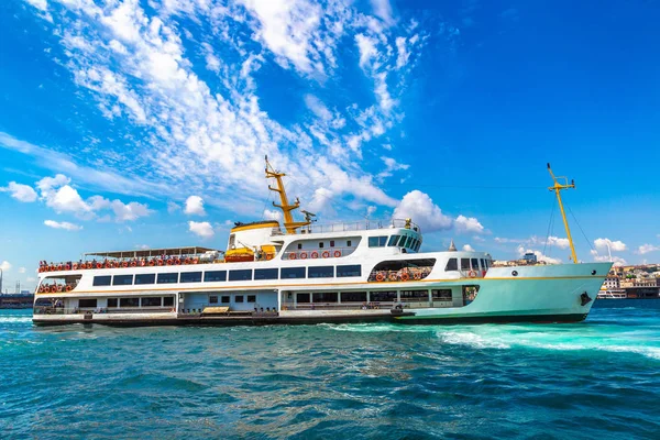 Passenger ship in the Gulf of the Golden Horn in Istanbul, Turkey in a beautiful summer day