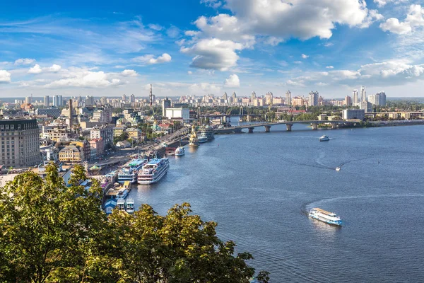 Vista Panoramica Del Quartiere Podol Kiev Ucraina Una Bella Giornata — Foto Stock