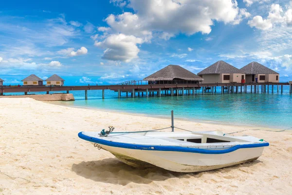 Maldives June 2018 Boat Tropical Beach Maldives Summer Day Stock Picture