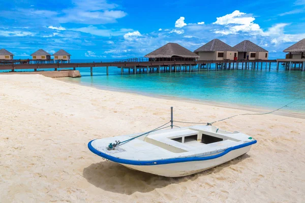 Maldives June 2018 Boat Tropical Beach Maldives Summer Day Stock Photo