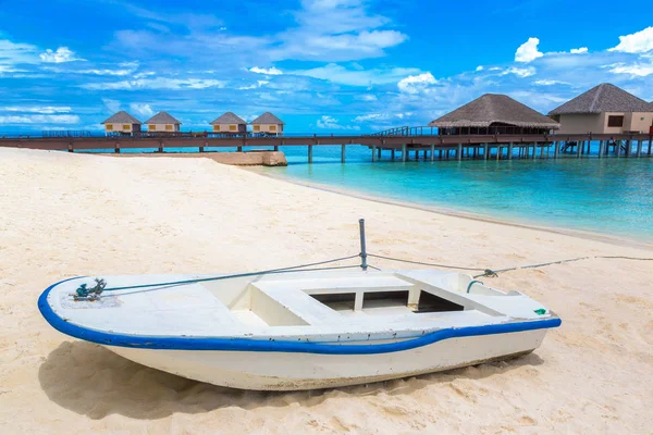 Maldives June 2018 Boat Tropical Beach Maldives Summer Day Stock Photo