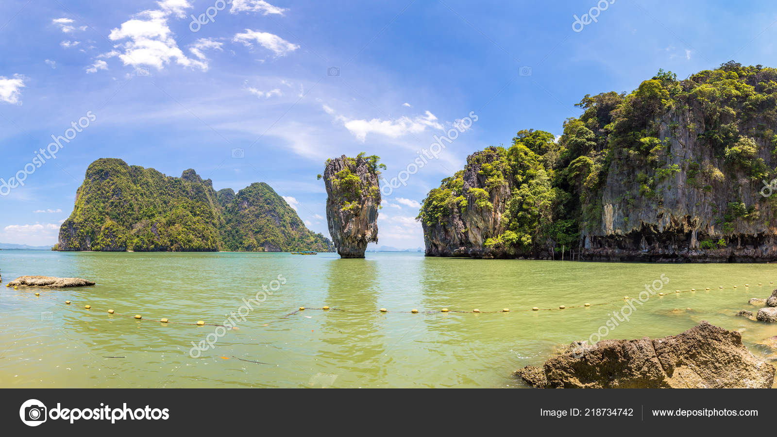 Panorama James Bond Island Phang Nga Bay Thailand Summer Day