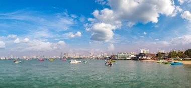 Pattaya Körfez ve plaj, bir yaz günü Tayland Panoraması