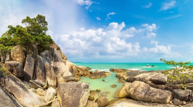 Lamai Beach Koh Samui Adası, Tayland bir yaz günü Panoraması