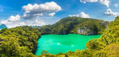 Bir yaz günü Mu Ko Ang Thong Milli Parkı, Tayland Mae Koh Island Thale Nai lagün Panoraması