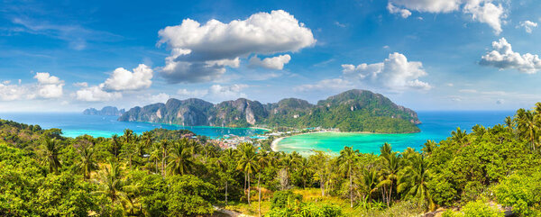 Panorama of Phi Phi Don island, Thailand in a summer day