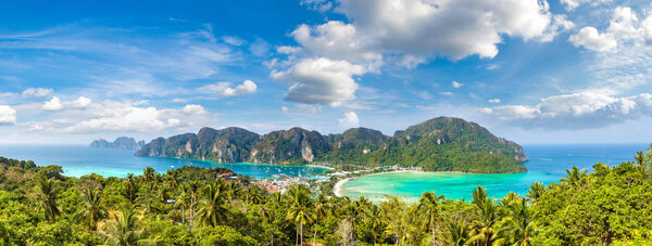 Panorama of Phi Phi Don island, Thailand in a summer day