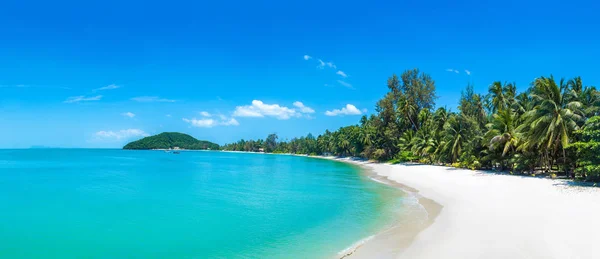 Plage Tropicale Avec Palmiers Sur Île Koh Samui Thaïlande Dans — Photo