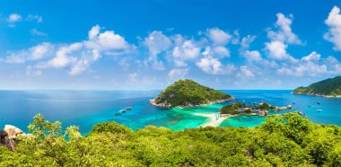 Nang Yuan Adası, Koh Tao, Tayland'da bir yaz günü Panoraması