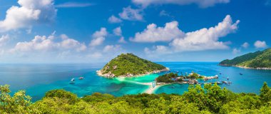 Nang Yuan Adası, Koh Tao, Tayland'da bir yaz günü Panoraması
