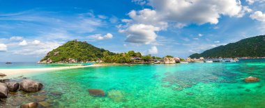 Nang Yuan Adası, Koh Tao, Tayland'da bir yaz günü Panoraması
