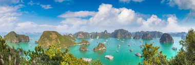 Bir yaz günü Vietnam'da Halon Körfezi Panoraması