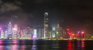 Hong Kong Victoria Liman Panoraması yaz geceleri