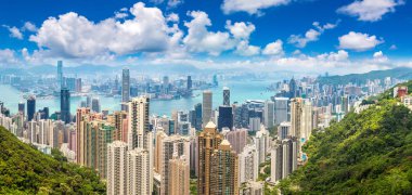 Hong Kong iş bölgesinde bir yaz günü Panoraması