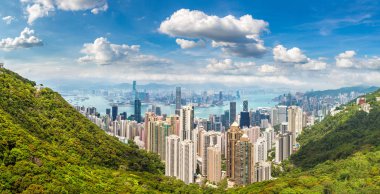 Hong Kong iş bölgesinde bir yaz günü Panoraması
