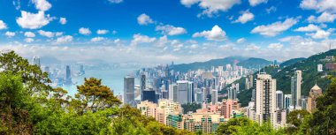 Hong Kong iş bölgesinde bir yaz günü Panoraması