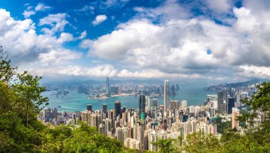 Hong Kong iş bölgesinde bir yaz günü Panoraması