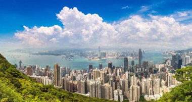 Hong Kong iş bölgesinde bir yaz günü Panoraması