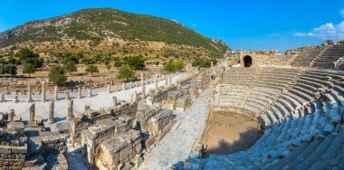 Panorama of Odeon - small theater in ancient city Ephesus, Turkey in a beautiful summer day clipart