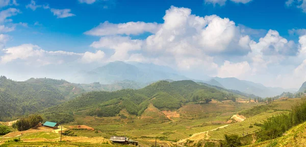 Panorama Terrasserad Risfält Sapa Lao Cai Vietnam Sommardag — Stockfoto