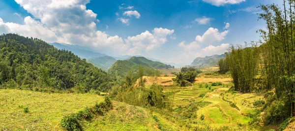 Panorama Campo Arroz Terraced Sapa Lao Cai Vietnã Dia Verão — Fotografia de Stock