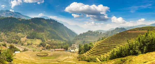 Panorama Campo Arroz Terraced Sapa Lao Cai Vietnã Dia Verão — Fotografia de Stock