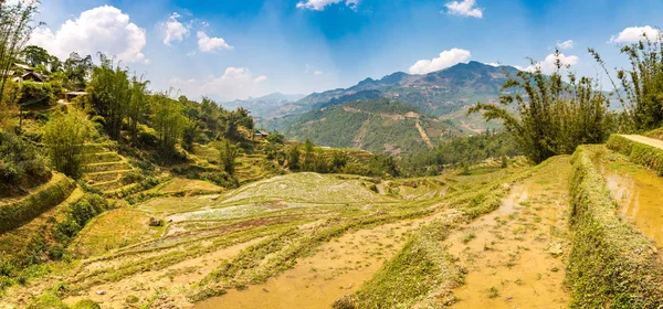 Panorama Campo Arroz Terraced Sapa Lao Cai Vietnã Dia Verão — Fotografia de Stock