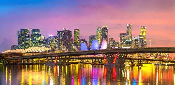 Singapur Czerwca 2018 Panoramę Miasta Panorama Singapur Nocy Piękne Lato — Zdjęcie stockowe