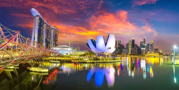 Панорама Marina Bay Sands Helix Міст Музей Мистецтва Науки Сінгапурі — стокове фото