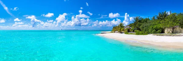 Panorama Playa Tropical Las Maldivas Día Verano —  Fotos de Stock