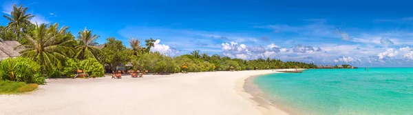 Панорама Тропічний Пляж Мальдівах Літній День — стокове фото