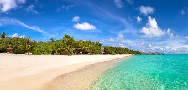 Panorama Tropical Beach Maldives Summer Day — Stock Photo, Image