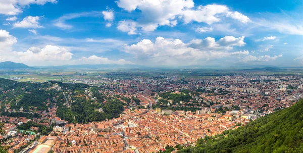 Vue Aérienne Panoramique Ville Brasov Lors Une Journée Été Transylvanie — Photo