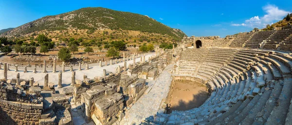Panorama Van Odeon Klein Theater Oude Stad Efeze Turkije Een — Stockfoto