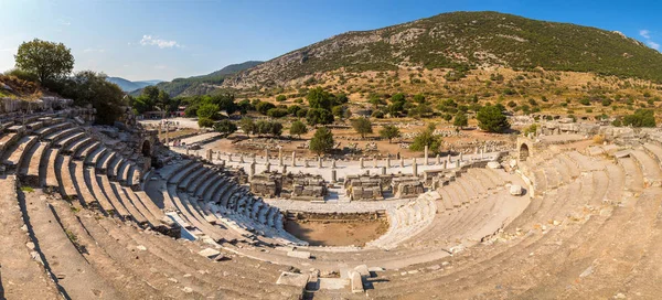 Panorama Odeón Pequeño Teatro Antigua Ciudad Éfeso Turquía Hermoso Día — Foto de Stock