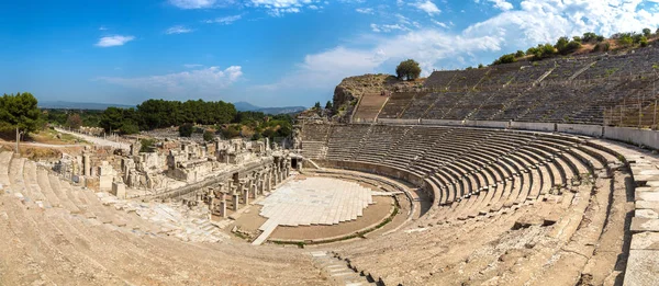 Panorama Över Amfiteater Colosseum Antika Staden Efesos Turkiet Vacker Sommardag — Stockfoto