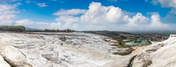 Panorama Piscinas Terrazas Travertine Pamukkale Turquía Hermoso Día Verano — Foto de Stock