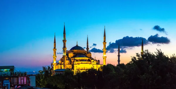 Panorama Mesquita Azul Mesquita Sultan Ahmet Istambul Turquia Uma Bela — Fotografia de Stock