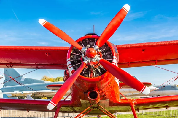 Kiev Ukraine October 2018 Red Biplane Kiev National Aviation Museum — Stock Photo, Image