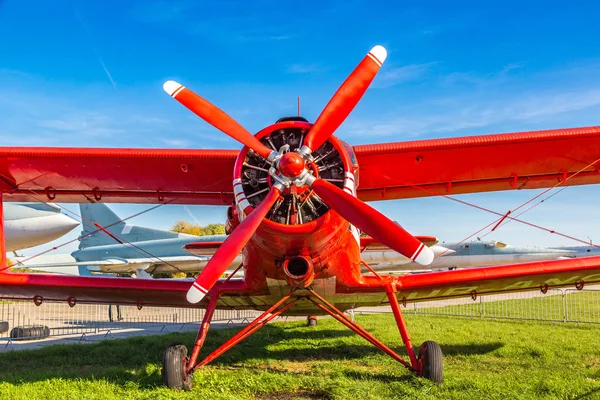 Kiev Ukraine Octobre 2018 Biplan Rouge Musée National Aviation Kiev — Photo