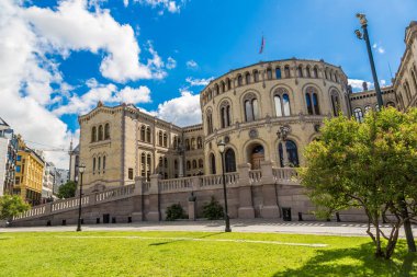 Oslo, Norveç - 29 Temmuz 2014: Oslo parlamento 169 üye vardır ve her dört yılda bir yaz günü Norveç Oslo seçilir